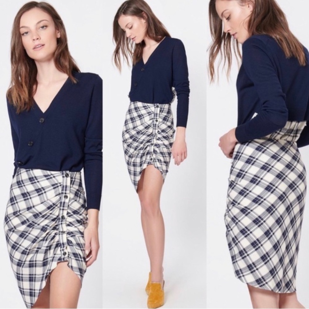 New Veronica Beard blue plaid Murphy skirt Sz 4